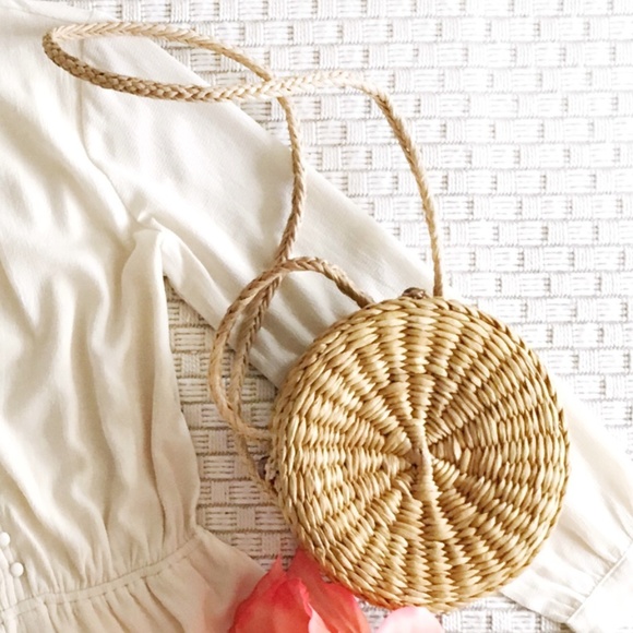 Nadia Rima Handbags - Round Straw Crossbody Bag